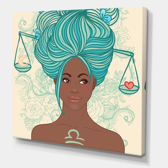 Designart - Portrait of African American Woman With Blue Hair I